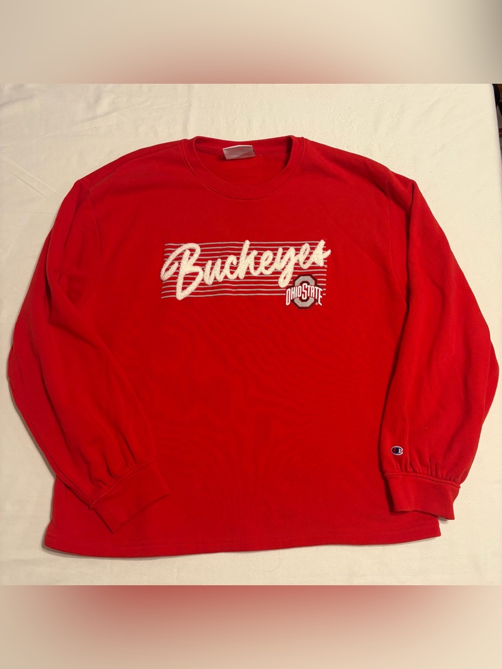 Vintage Champion Women’s Large Ohio State Buckeyes College Crewneck Sweatshirt